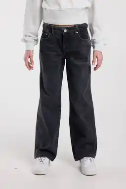 Wehkamp America Today highwaist loose fit jeans baggy jeans black denim aanbieding