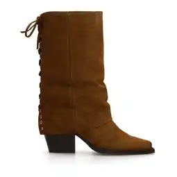 Wehkamp Sacha suède cowboylaarzen met flap cognac aanbieding