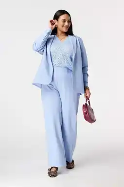 Wehkamp MS Mode gebloemde kanten top blauw aanbieding