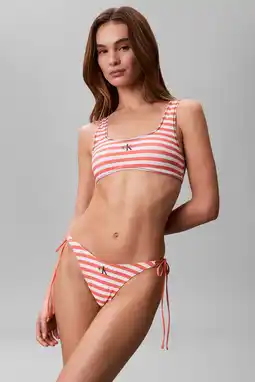 Wehkamp Calvin Klein strik bikinibroekje oranje/wit aanbieding