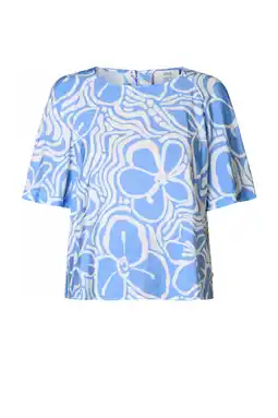 Wehkamp Yest gebloemde blousetop blauw aanbieding
