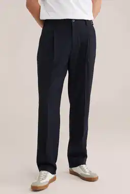 Wehkamp WE Fashion tapered chino donkerblauw aanbieding