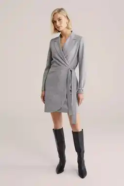 Wehkamp WE Fashion wikkel-/overslagjurk grijs aanbieding