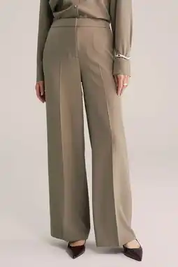 Wehkamp WE Fashion wide leg highwaist pantalon grijsgroen aanbieding
