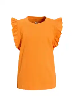 Wehkamp Anytime T-shirt met ruffle oranje aanbieding