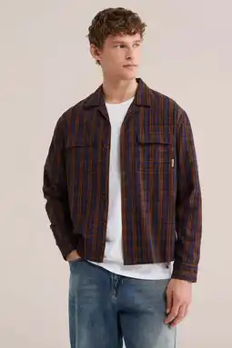 Wehkamp WE Fashion Blue Ridge regular geruit casual overhemd donkerbruin aanbieding