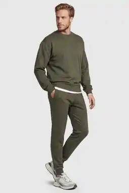 Wehkamp Anytime fleece joggingbroek khaki melange aanbieding