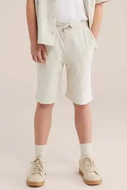 Wehkamp WE Fashion sweatshort ecru met textuur aanbieding