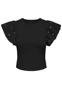 Wehkamp ONLY top met parels zwart aanbieding