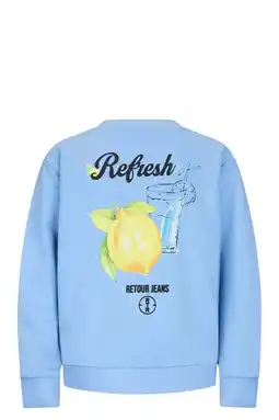 Wehkamp Retour Jeans sweater met backprint lichtblauw aanbieding