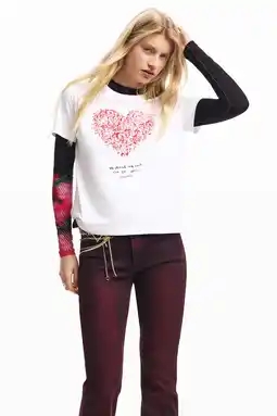 Wehkamp Desigual T-shirt met hartjes wit aanbieding