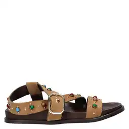 Wehkamp Nelson suède sandalen met studs bruin aanbieding