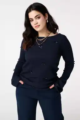 Wehkamp MS Mode top donkerblauw flared mouwen aanbieding