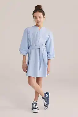 Wehkamp WE Fashion gestreepte korte jurk blauw aanbieding