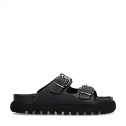 Wehkamp Sacha leren slippers zwart aanbieding