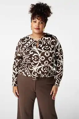 Wehkamp MS Mode top met paisley print donkerbruin aanbieding