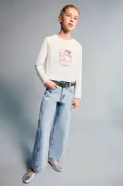 Wehkamp Mango Kids wide leg jeans medium blue denim aanbieding