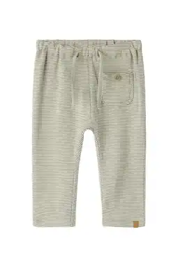Wehkamp LIL' ATELIER BABY loose gestreepte babybroek groen/wit aanbieding