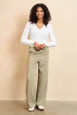 Wehkamp Lofty Manner wide leg highwaist broek lichtgroen aanbieding