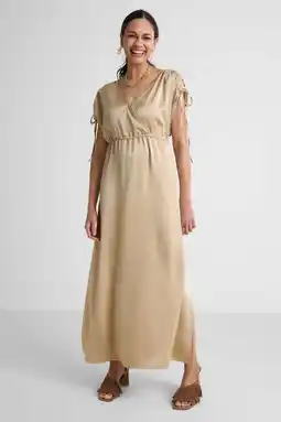 Wehkamp Ruby maxi satijnen jurk beige aanbieding