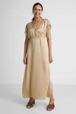 Wehkamp Ruby maxi satijnen jurk beige aanbieding