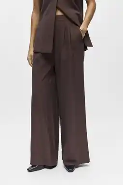 Wehkamp OBJECT wide leg highwaist casual broek donkerbruin aanbieding