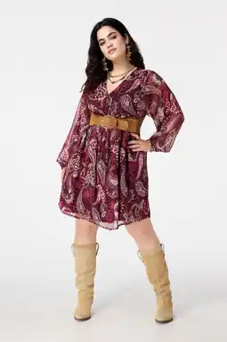 Wehkamp MS Mode A-lijn jurk met paisley print donkerrood aanbieding