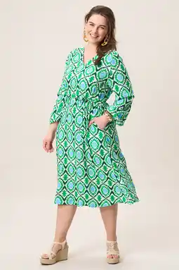 Wehkamp Miss Etam Plus midi jurk groen aanbieding