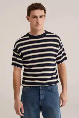 Wehkamp WE Fashion relaxed gestreept T-shirt donkerblauw aanbieding