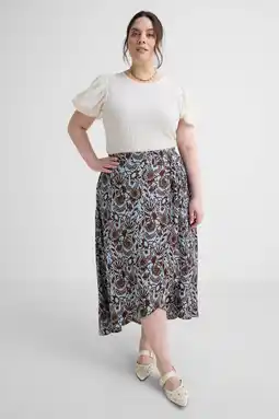 Wehkamp GREAT LOOKS crinkle maxi wikkelrok met bloemenprint aanbieding