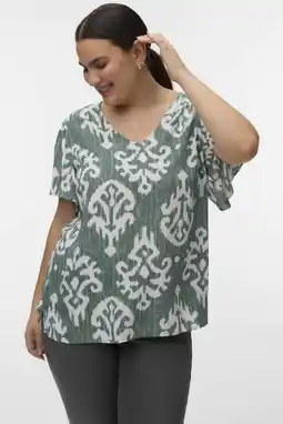 Wehkamp VERO MODA CURVE top groen/wit aanbieding