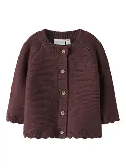 Wehkamp NAME IT BABY vest donkerrood gebreid aanbieding