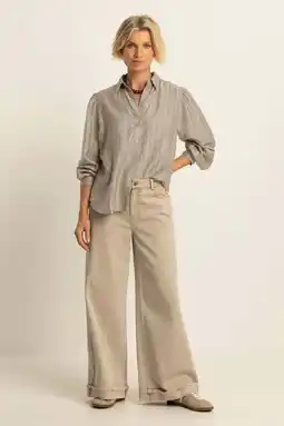 Wehkamp Expresso highwaist wide leg jeans zand aanbieding