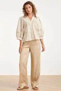 Wehkamp Smashed Lemon gebloemde blouse beige aanbieding