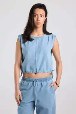 Wehkamp America Today top light blue denim aanbieding