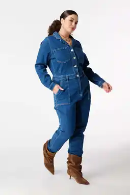 Wehkamp MS Mode jumpsuit dark blue denim aanbieding