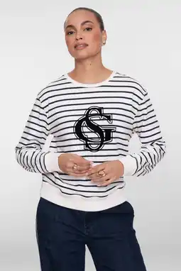 Wehkamp Geisha gestreepte sweater marineblauw aanbieding