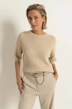 Wehkamp Claudia Sträter trui met linnen beige gebreid aanbieding