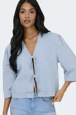 Wehkamp ONLY top light blue denim aanbieding