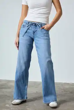 Wehkamp SisterS Point lowwaist wide leg jeans medium blue denim aanbieding