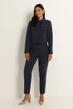 Wehkamp Claudia Sträter straight highwaist pantalon donkerblauw aanbieding