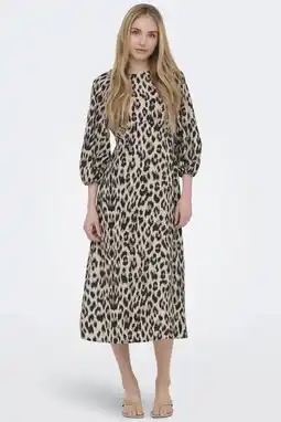 Wehkamp ONLY maxi jurk met panterprint bruin aanbieding