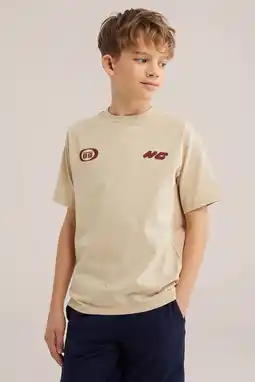 Wehkamp WE Fashion T-shirt met backprint beige aanbieding