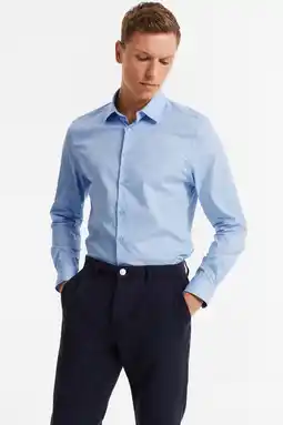 Wehkamp Anytime slim fit poplin overhemd lichtblauw aanbieding