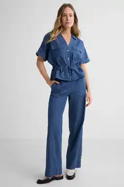 Wehkamp Red Button Claudette Palazzo Denim rinse wide leg jeans donkerblauw aanbieding