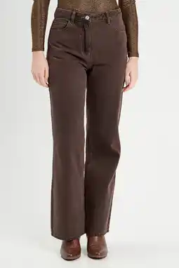 Wehkamp Cache Cache highwaist wide leg jeans donkerbruin aanbieding