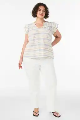 Wehkamp Zizzi katoenen gestreepte top Plus Size - meerkleurig aanbieding
