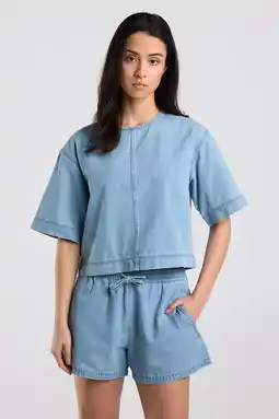 Wehkamp America Today top light blue denim aanbieding