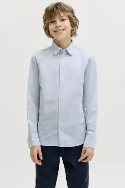 Wehkamp JACK & JONES JUNIOR overhemd met linnen lichtblauw aanbieding