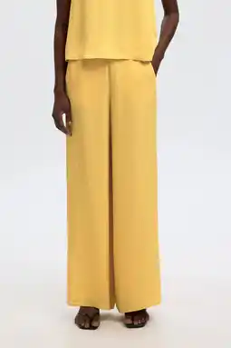 Wehkamp Selected wide leg highwaist casual broek oker aanbieding